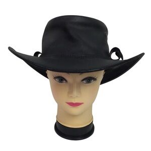 Jacaranda Australian Cowboy Leather Bush Hat Black
